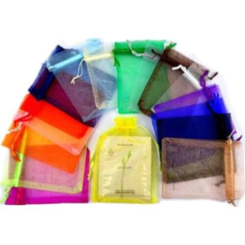 50pcs Jewelry Bags 7*9cm Organza Jewelry Packaging Bag Earring Necklaces Bracelets Holder Pouches Wedding Gift Jewelry Pouches