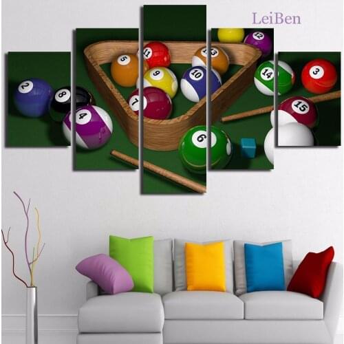 Five-Piece Modular Picture Billiard Table Art Canvas Painting On The Wall Modern Posters and Prints Decoration Bedroom Frameless