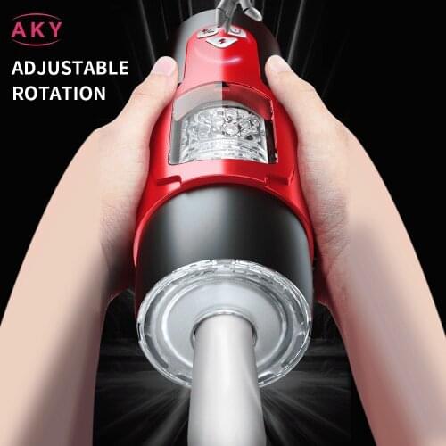 Male Masturbation Cup Blowjob Automatic Telescopic Rotation Heating Silicone Vagina Real Pussy Adult Masturbator Sex Toy For Men