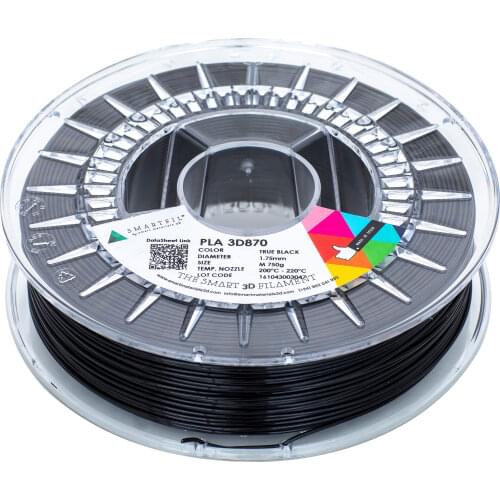 SMARTFIL PLA 3D870, 1.75mm, TRUE BLACK, 750g Smart Materials 3D printing filament