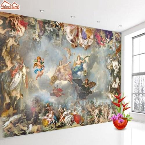 ShineHome-Wall Papers Home Decor 3d Wallpaper for Kids Room Murals Rolls Living Wallpapers European Angel Wing Papel De Parede