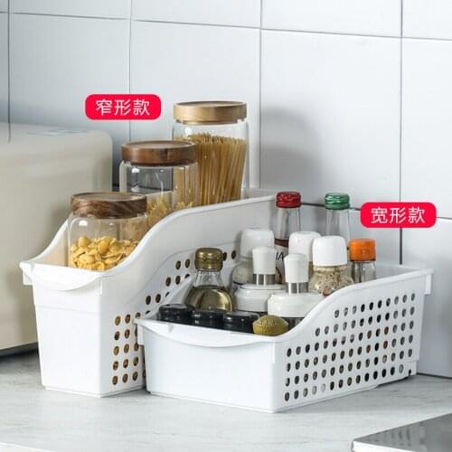 Tabletop Cabinet Belt Wheel Storage Basket Household Kitchen Seasoning Bottle Sorting Box Home Bathroom Sundry torage Basket