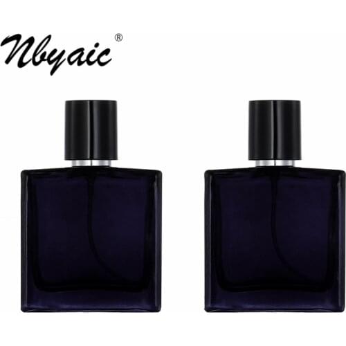 Nbyaic Ink blue perfume bottle 30ml 50ml flat square glass bottle detachable glass bottle spray bottle empty bottle 1pcs