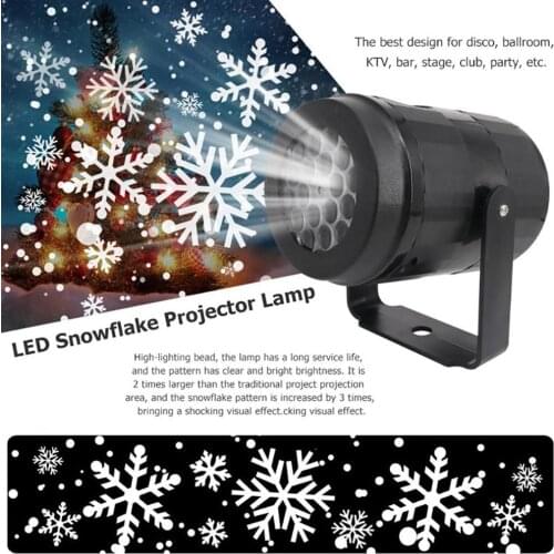 New Christmas Snowflake LED Projector Lamp Laser Light White Snowflake Landscape Lamp for Festival Holiday Home Party Xmas Decor