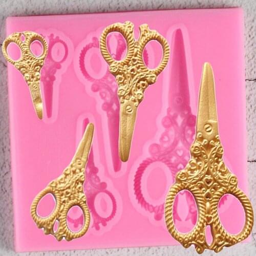 Scissors Shaped Fondant Silicone Mold Chocolate Fudge Cake Wedding Decoration Baking Confectionery Tools