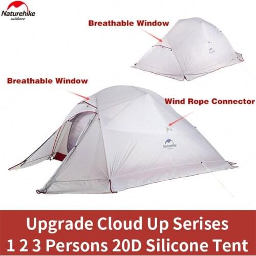 Naturehike Cloud Up Series 1 2 3 Person Tent Outdoor Ultralight Camp Tent with Mat Camping 20D Silicone Travel