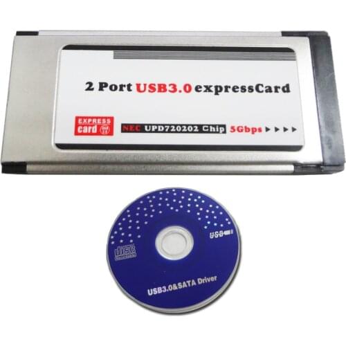 PCI Express to USB 3.0 Dual 2 Ports PCI-E Card Adapter for NEC Chipset 34MM Slot ExpressCard Converter 5 Gbps PCMCIA ExpressCard
