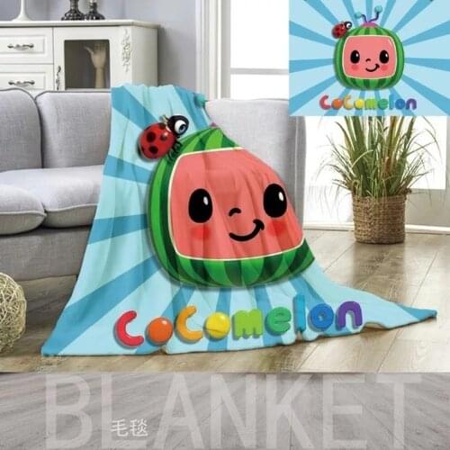 Cartoon CoCoMelon JJ Plush Blanket Throw for Sofa Bed Cover Single Twin Bedding Baby Boys Girls Children Gift