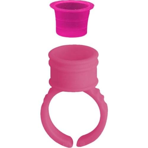 Rose Tattoo Rings Cups Disposable Glue Holder Plastic Tattoo Ink Pigment Ring Adhesive Makeup Rings Palette Eyelash Extension