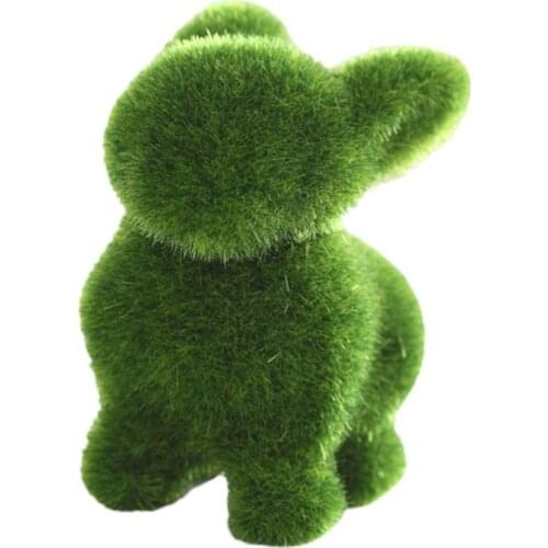 Handmade Artificial Turf Grass Animal Rabbit Home Office Wedding Decor Flocking Easter Rabbit Micro Landscape Bonsai Accessory