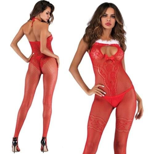 Sexy Erotic Lingerie Intimates Hollow Open Crotch Stockings Fishnet Mesh Erotic Bodysuit Christmas Tights Bodystockings
