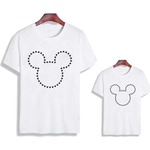 Family Matching Clothes Mickey Kawaii Tshirt Tops Mommy And Me Clothes Outfits Baby Girl Mom Daughter Family Matching Clothes