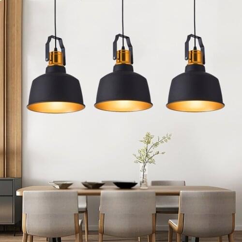 Bar Retro Chandelier Lights Kitchen Lighting Black Vintage Lamp E27 Bulb Lamparas Nordic Working Dinng Room Light 12W