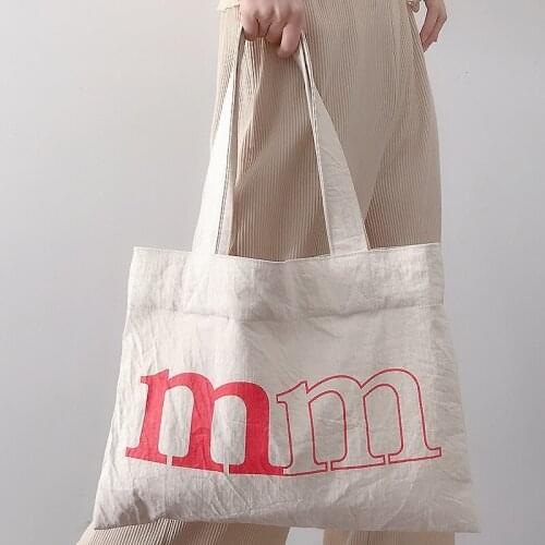 Letter Print Women Large Capacity Tote Bag Art Shoulder Bags for Ladies Shopping Bags Simple Cloth Books Handbag For Girls 2021