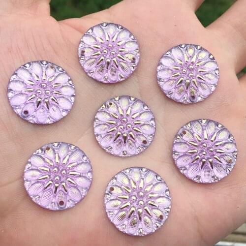 YUSDTSHA 15pcs Flatback Stone Round Flower rhinestone Scrapbook Wedding DIY Craft -B102
