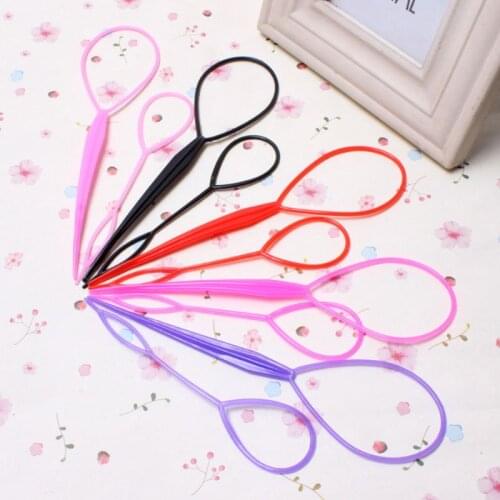 2Pcs/Set Women Girls Ponytail Styling Maker Clip Tools Hair Ties Braider Accessories Plastic Loop Pin DIY Beauty Kit S/L Sizes
