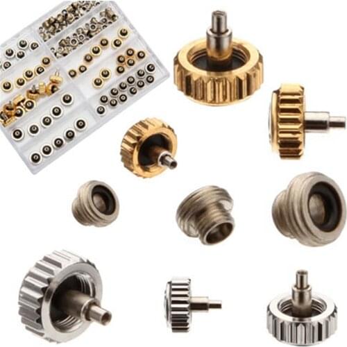 Charminer 60pcs 5.3mm 6.0mm 7.0mm Watch Crown for Rolex Copper Silver Gold Repair Accessories Assortment Parts