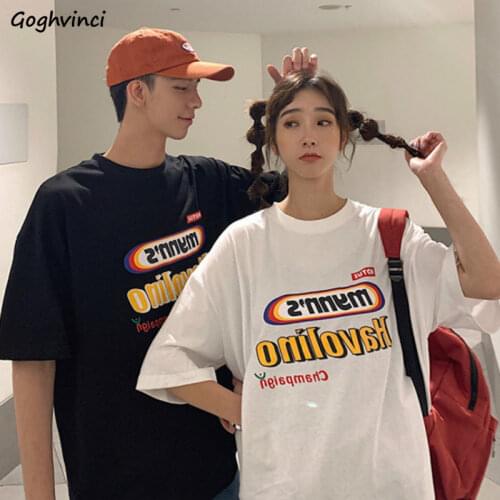 T-shirts Women Letter Printed Leisure Plus Size 2XL Loose Oversize O-neck Couples Harajuku Tshirts New Arrival Ins All-match