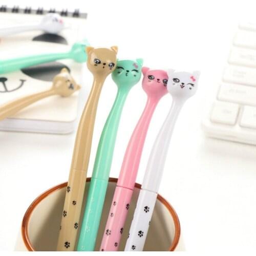 1pcs creative stationery items cute cartoon kawaii cat gel ink black pen for school office children student accessories