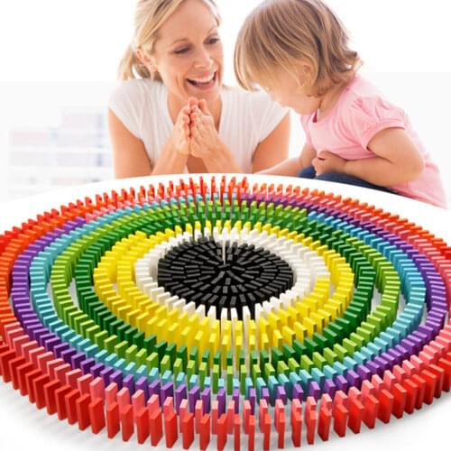 100 Pcs Kids Wooden Domino Institution Accessories Organ Blocks Rainbow Jigsaw Dominoes Montessori Educational Wood Toys