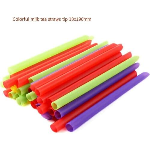100pcs Pearl milk tea bubble smoothie party plastic straws, mixed color 10x190mm bar accessories
