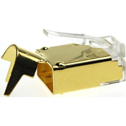 100pcs golden rj45 cat7 ftp connector plug gold plated on surface the best price