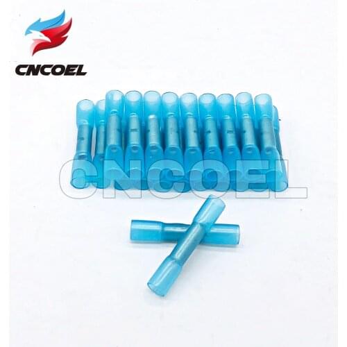 20pcs Waterproof Insulated Heat Shrink Butt Terminal Connector Wire Electrical Blue Crimp Cable Sleeve 16-14AWG