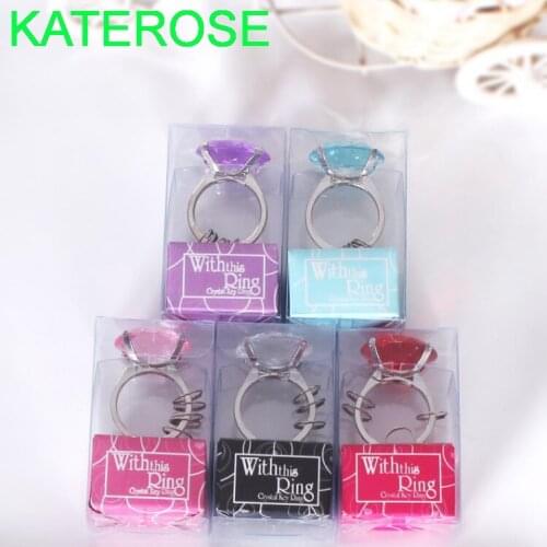 30PCS Engagement Key Chain Ring Wedding Favors Crystal Keychain Bridal Shower Favor Party Giveaways For Guest