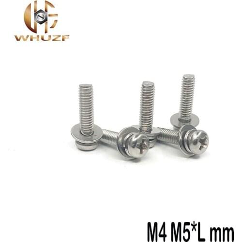30PCS M4 M5 304 stainless steel Round Combination Screw Three Combination Screws Cross Pan Head Combination bolt