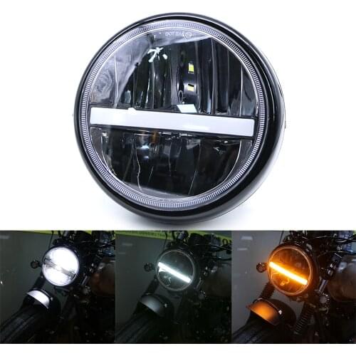 7 inch Motorcycle LED Headlight High/Low Beam DRL Headlamp Fog Light Passing Lamps Moto Spotlight Black with Cover 12V