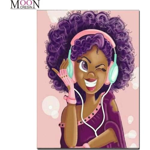 5D Diy Diamond Painting Girls Music Headset Embroidery Cross Stitch Mosaic Full Square Round Drill Rhinestones Home Decor Needle