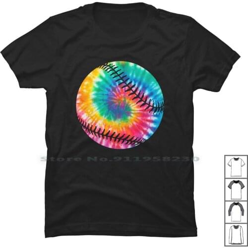 Baseball Ball Tye Dyed T Shirt 100% Cotton Softball Handball Football Baseball Sport Court Port Base Ball Ba