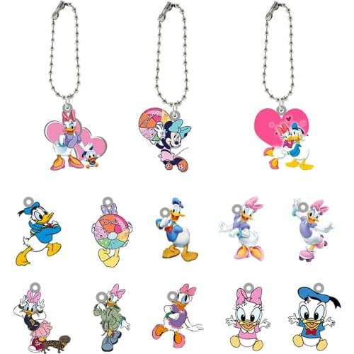 Disney Daisy And Minnie Play Style Keychains Creative Acrylic Keychains Boys And Girls Fashion Resin Ornaments Accessories