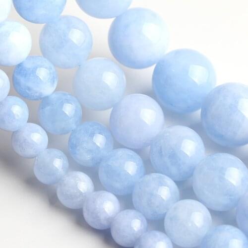 4/6/8/10/12mm Natural Blue Jades Angelite Stone Beads Round Loose Spacer Beads Supplies For Jewelry Making Diy Handmade
