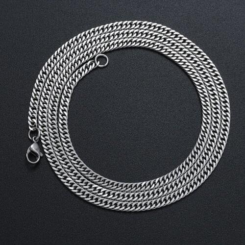 Low price 4MM Stainless Steel Chain Necklace Fashion Hip Hop Rock Jewelry Men Titanium Steel Link Necklace 20/22/24/28inches