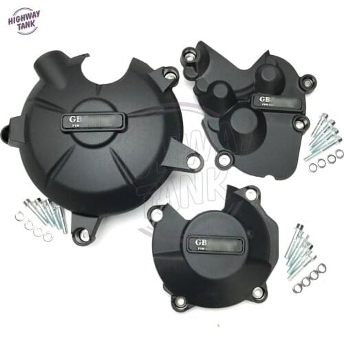Black Motorcycle Engine Cover Protection Pulse Covers Case for GB Racing for KAWASAKI ZX-6R 636 2007-2019