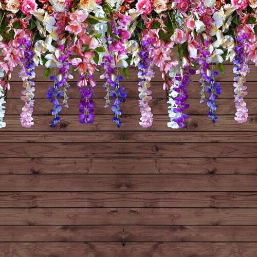 Rustic Wood Background With Flowers Wedding Backdrop Photo Studio Portrait Background Scene Setter Wall Decorations Supplies