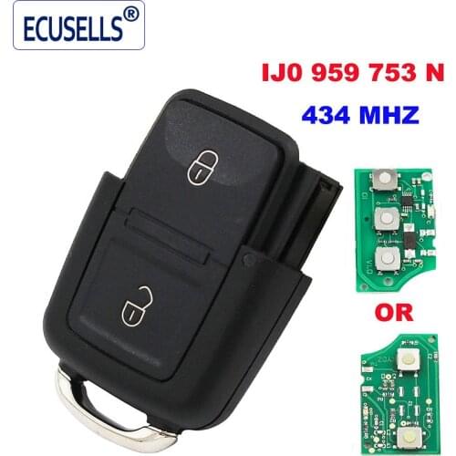 Remote Key Fob For 2 Button 433 MHZ With Electric 1J0 959 753 N For VW Passat Golf MK4