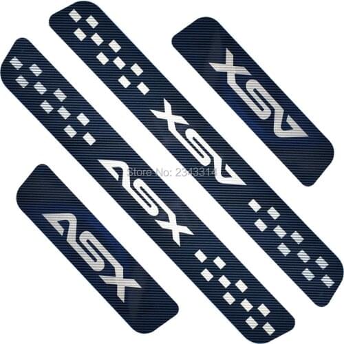 For Mitsubishi ASX 2013-2017 2018 2019 Carbon Car Door Sill Kick Scuff Plate Protectors Trim Guard Pedal Cover Car Accessories