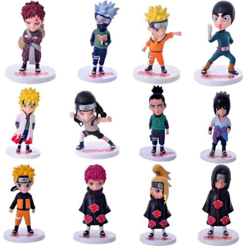 6pcs/set Naruto Shippuden Anime Action Figures Kakashi Sasuke Gaara Deidara PVC Model Cartoon Mini Q Version Boneco Naruto 7-8CM