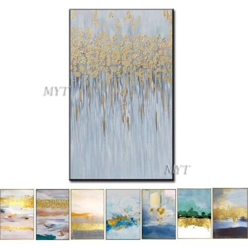 Unframed Art Hand-painted Gold Foil Oil Painting On Canvas Modern Abstract Oil Painting Wall Art Picture For Wall Decoration