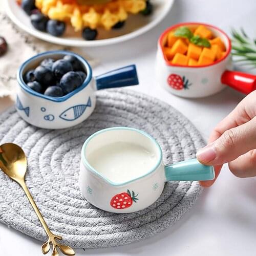 2PCS Japan Mini Ceramic Sauce Dish With Handle Creative Soy Sauce Vinegar Dish Plate Small Milk Cup Home Breakfast Tableware