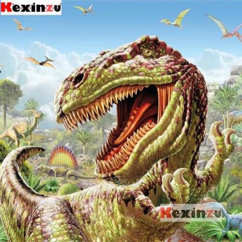 Kexinzu Full Diamond Embroidery Diy 5D Diamond Painting Cross Stitch -Dinosaur world- Full Drill Home Room Decor k52315