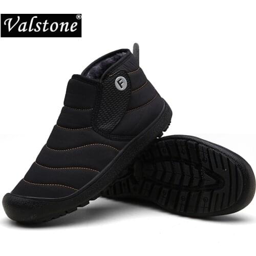 Valstone Winter Men Ankle Boots Plush Lining Warm Snow Boot Women Medium Boots Outdoor Non-slip Shoes Unisex Sneakers Size 36-48