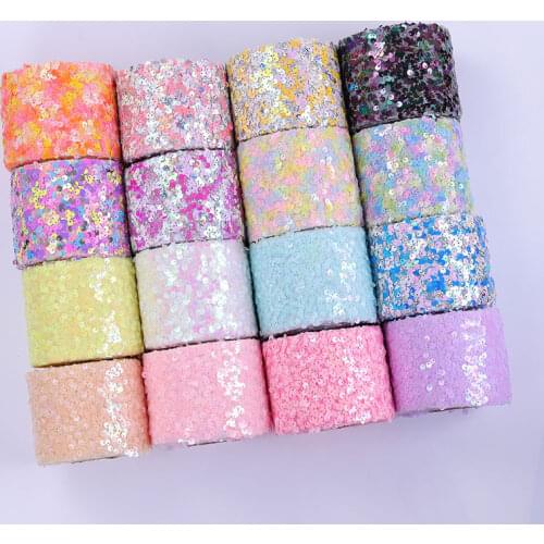 10yards 60mm/80mm Sequin Ribbon Candy Color Rainbow DIY Hair Bow Accessories Headwear Materials Wedding Party Decoration