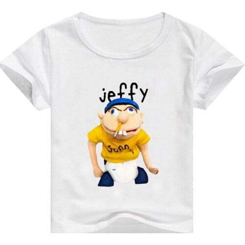 Summer Baby Boy Girl Short Sleeve T-Shirt Anime Puppet Funny Jeffy Youth Print Tshirt Kids Cute Top Cartoon Tee Children Clothes
