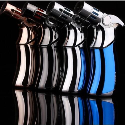 Jobon Metal Windproof Cigar Pipe Jet Lighter Powerful Triple Torch Lighter Turbo BBQ Butane Gas Lighter Spray Gun Lighter NO GAS