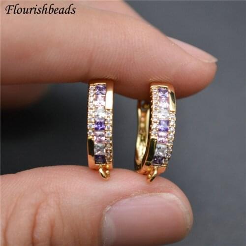 Nickle Free Anti-fading Round Shape Metal Earring Hooks Zircon Beads Paved Jewelry Findings 10pc Wholesale Lots Bulk