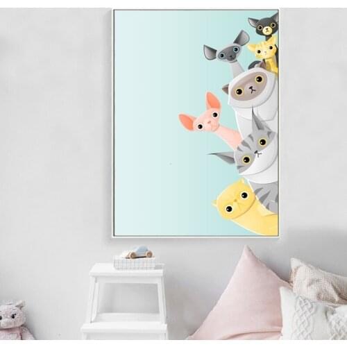 Cartoon Cats Dogs Wall Pictures For Living Room Posters And Prints Canvas Paintings Wall Abstract Art Decorative Home Decor
