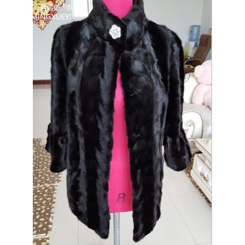 New mink leather clothing fashionable woman warm overcoat